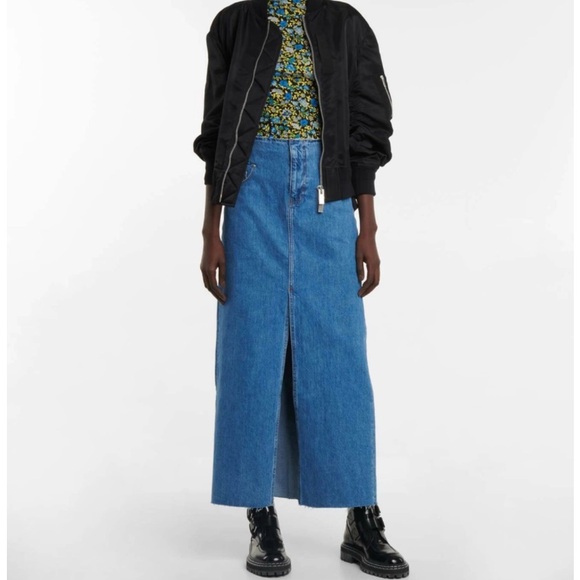 FRAME Denim Maxi Skirt in Sea Level